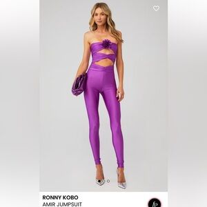 Ronny Kobo - Amir Jumpsuit | $378 | Iridescent Purple Floral Accent Cutout | S